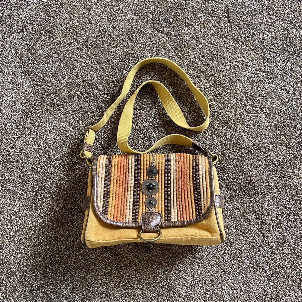 Yellow Boho/Western Style Crossbody Bag